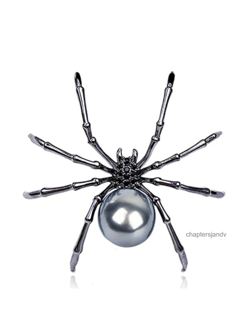 Victorian Style Mother of Pearl Spider Brooch Pin Silver Tone Micro Pave